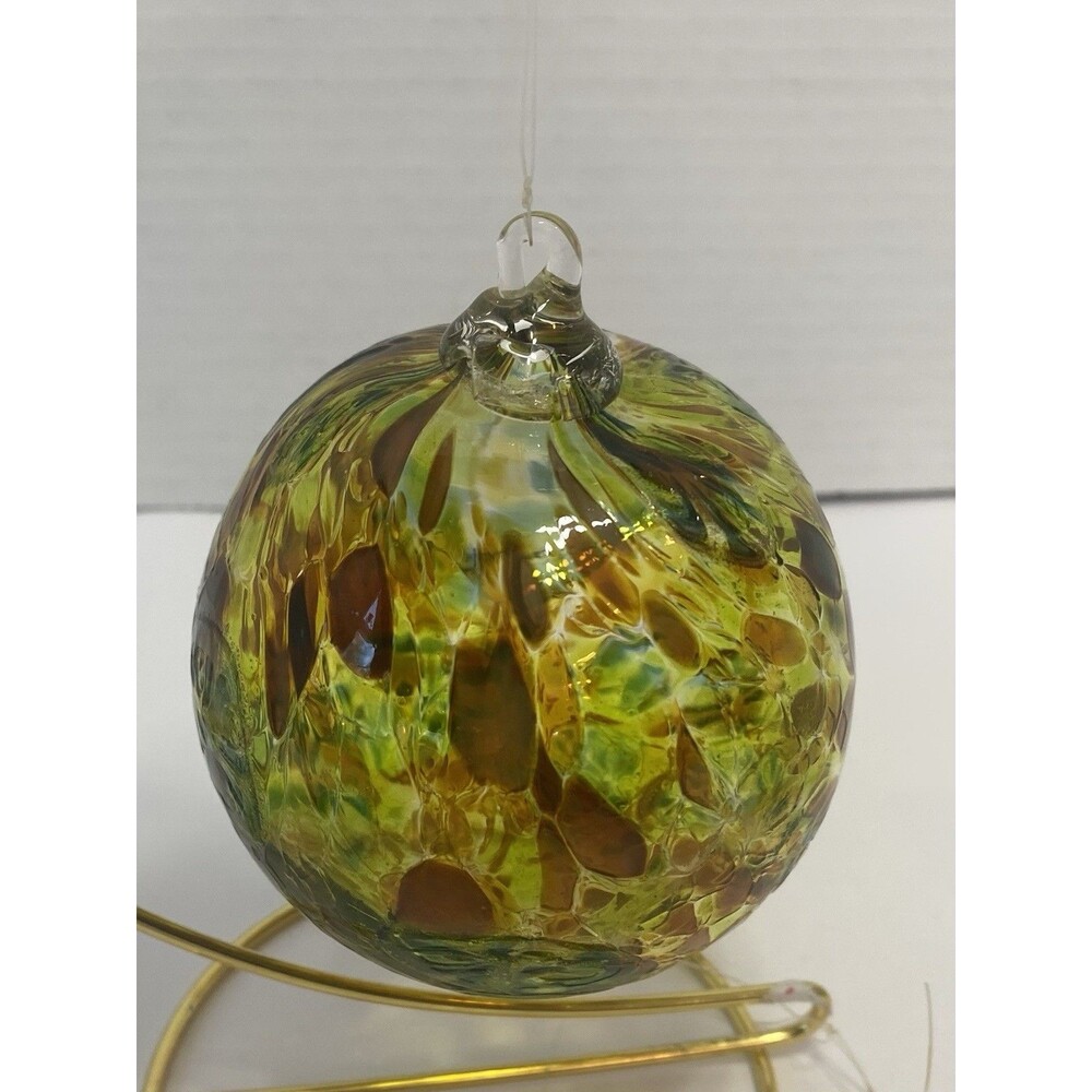 Kitras Hand blown Glass Christmas Ornament 4 Inch Diameter, Calico Pattern